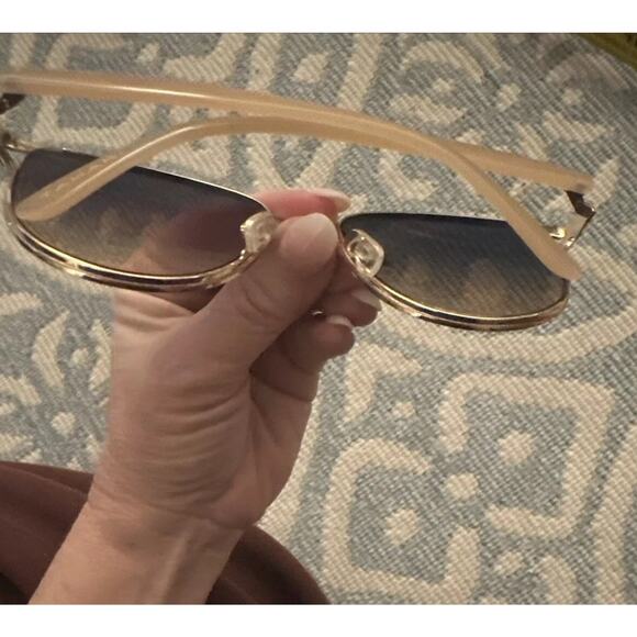 TAHARI Women’s Nude Enamel Gold Accent Cat Eye-rimmed Sunglasses TH895-GLDND - Picture 6 of 16